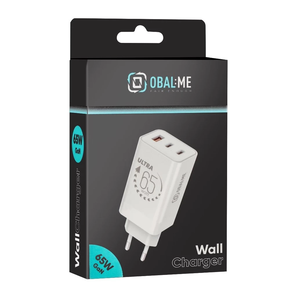 OBAL:ME GaN falitöltő USB-A + 2xUSB-C 65W fehér