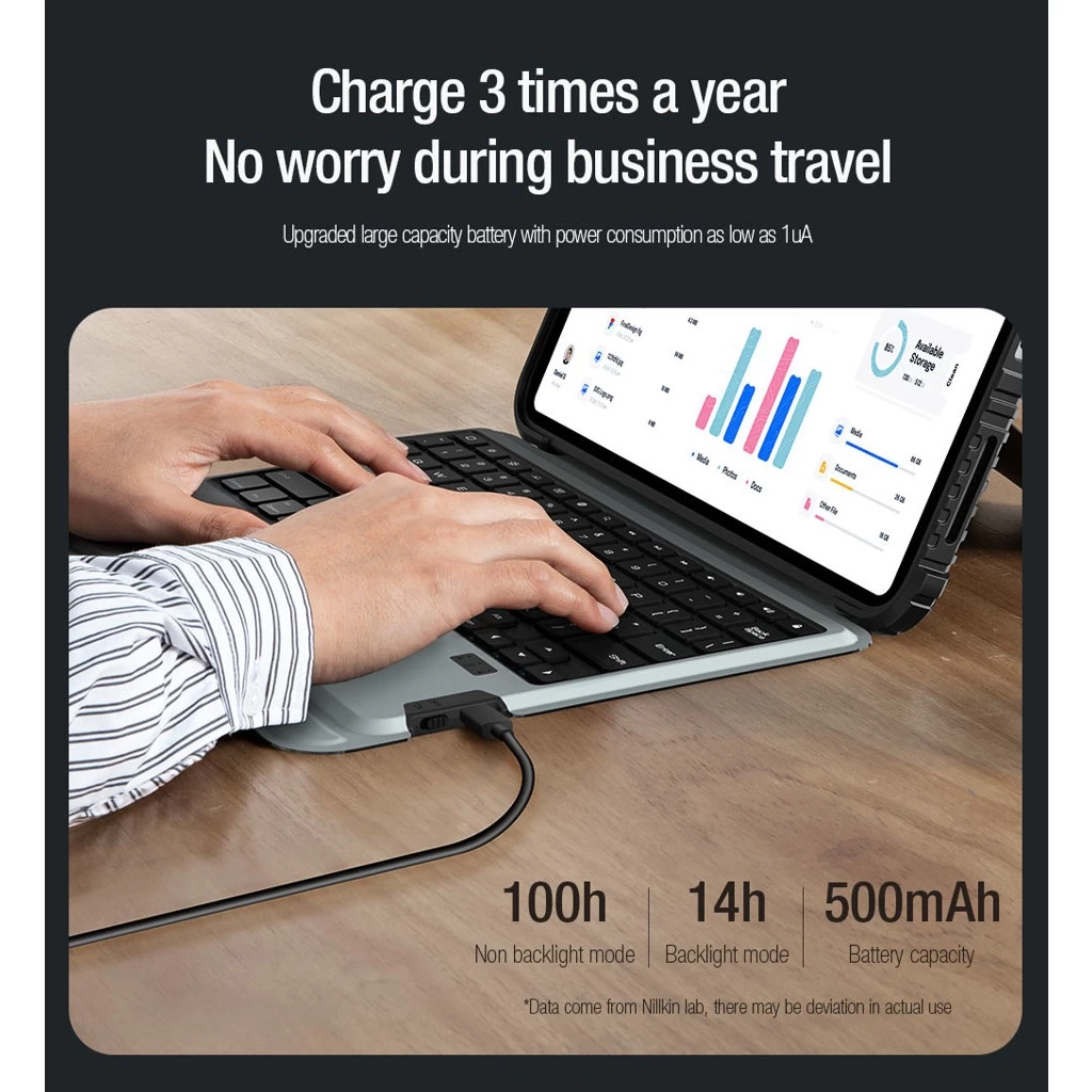 Nillkin Bumper Combo billentyűzetes tok (Backlit Version) iPad 10.9 2022/11 2025 készülékhez fekete