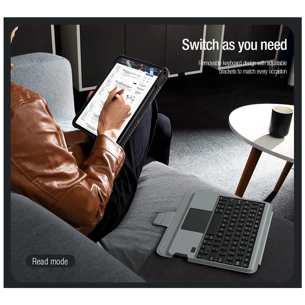 Nillkin Bumper Combo billentyűzetes tok (Backlit Version) iPad 10.9 2022/11 2025 készülékhez fekete