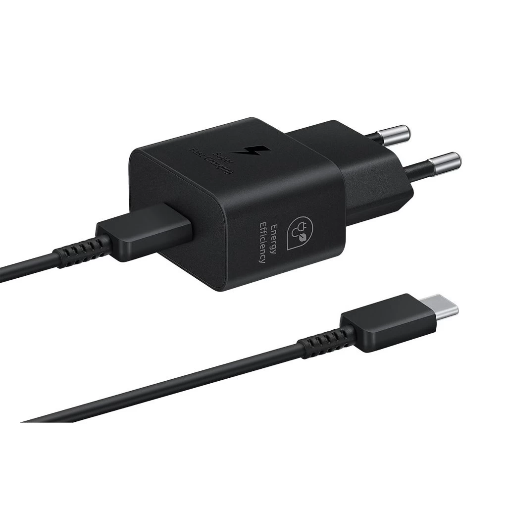 EP-T2510XBE Samsung USB-C 25W utazási töltő + USB-C adatkábel fekete (sérült csomagolás)
