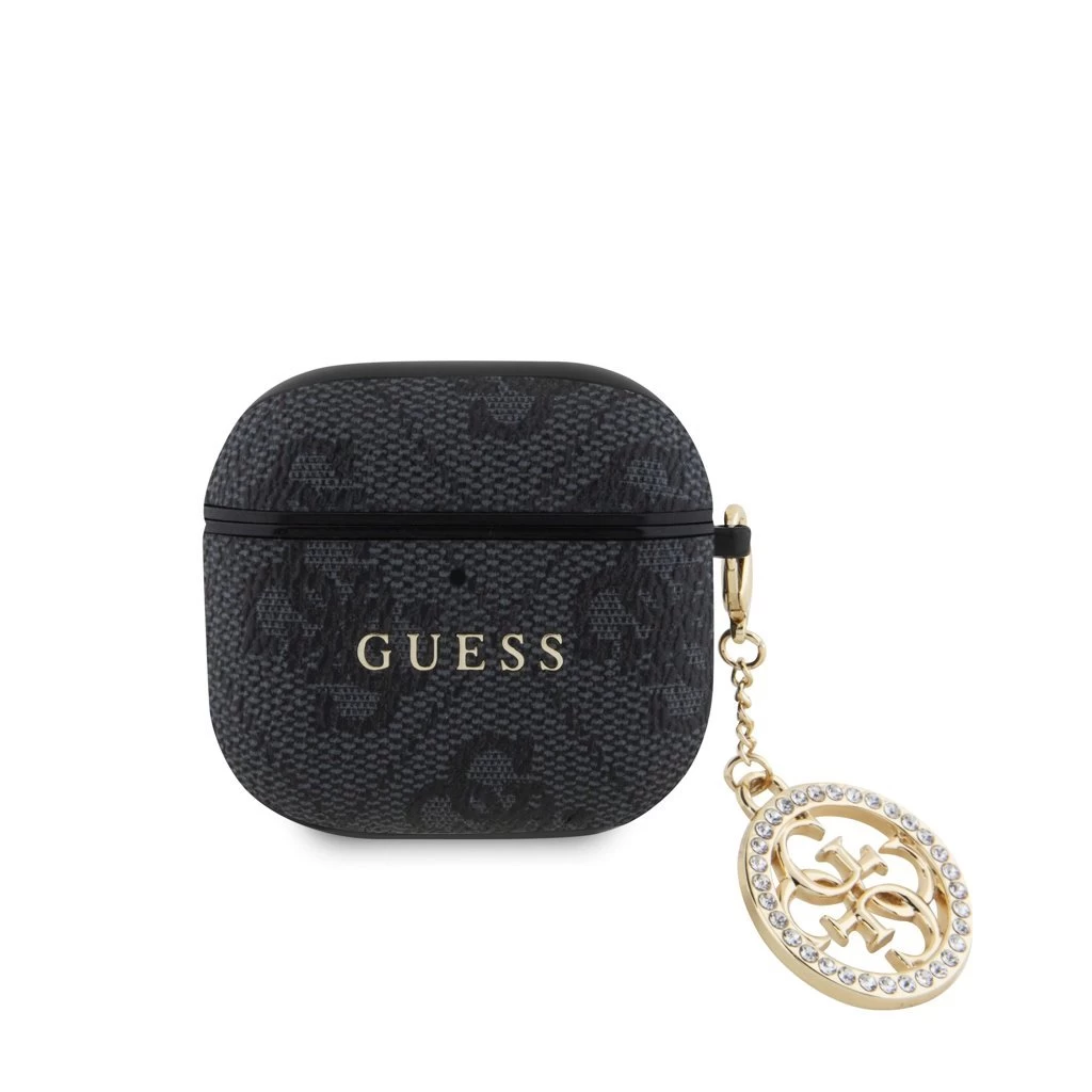 Guess 4G Script PC/PU Charm tok AirPods 4 készülékhez fekete