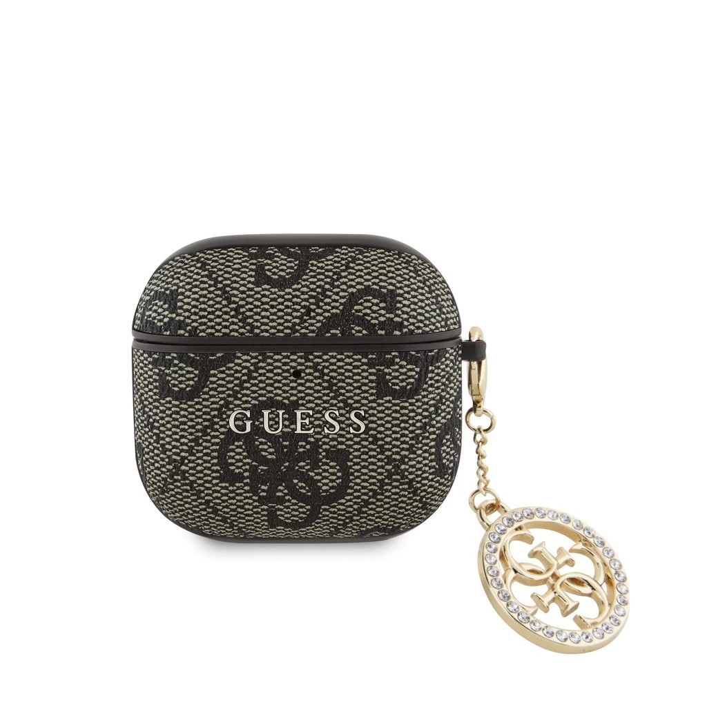 Guess 4G Script PC/PU Charm tok AirPods 4 készülékhez barna Guess 4G Script PC/PU Charm tok AirPods 4 készülékhez barna