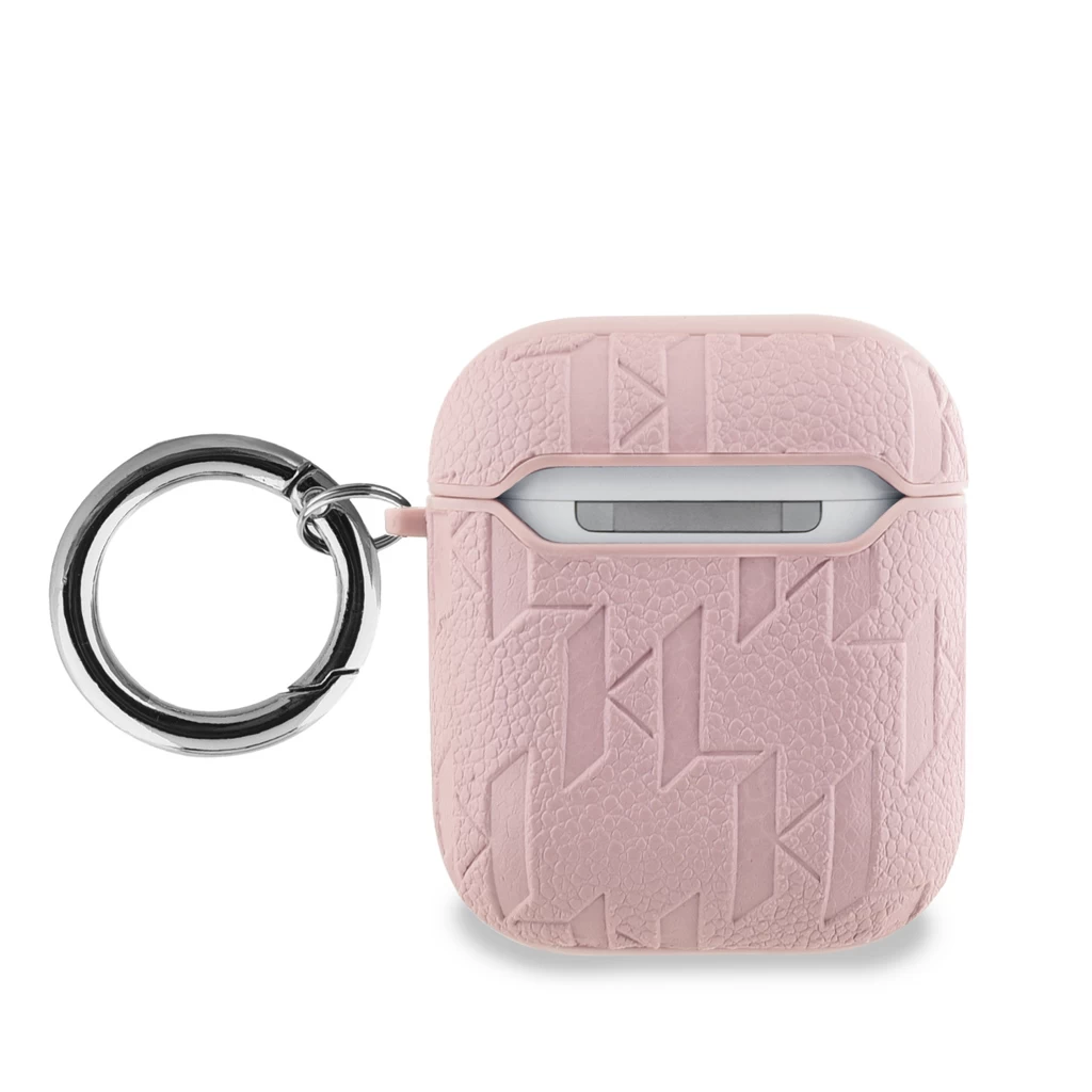 Karl Lagerfeld PU Embossed Karl and Choupette Heads tok AirPods 1/2 készülékhez rózsaszín