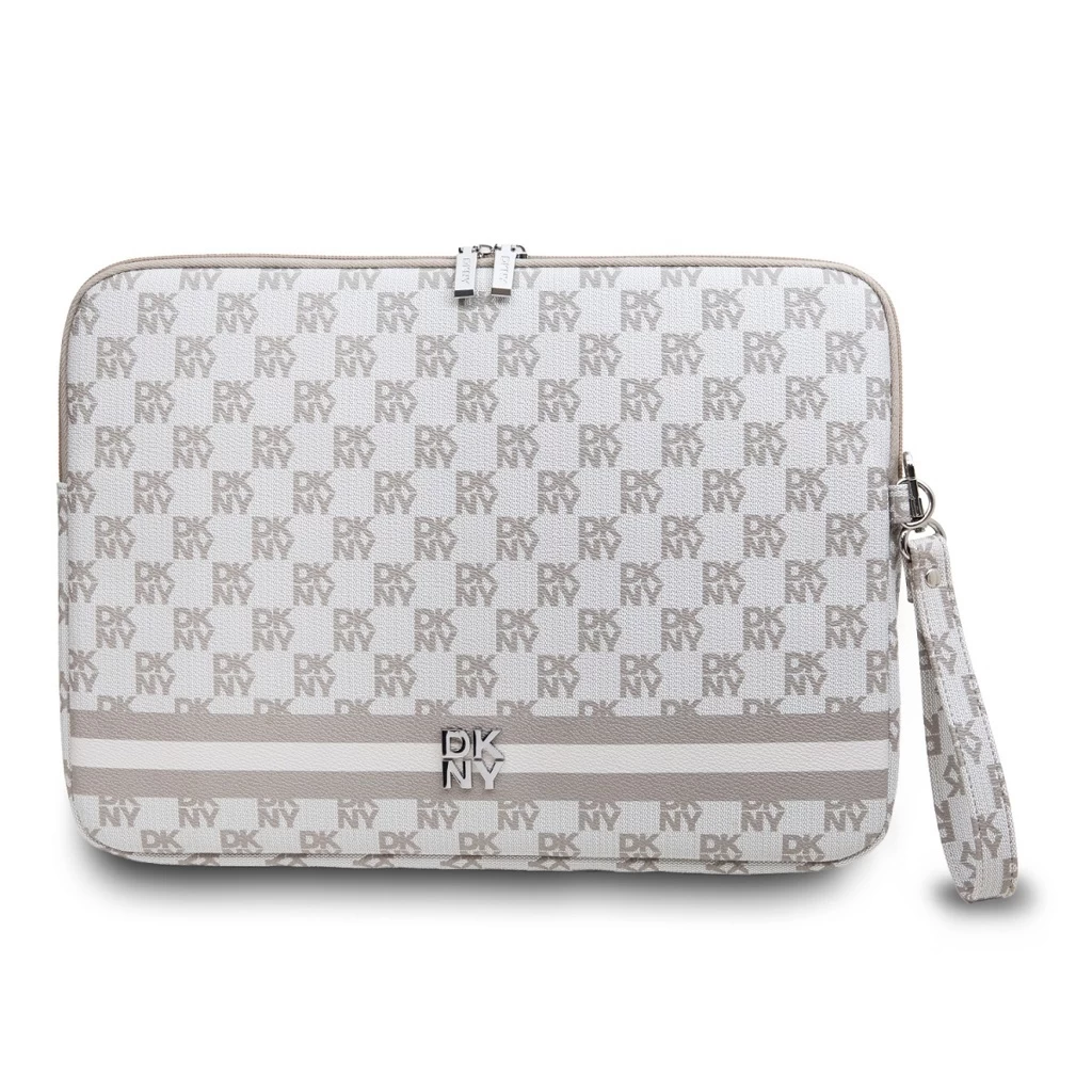 DKNY PU bőr Checkered Pattern and Stripe Laptop Tok 15/16″ bézs