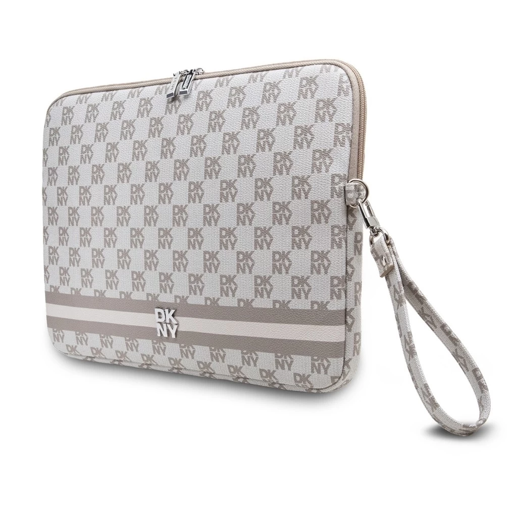 DKNY PU bőr Checkered Pattern and Stripe Laptop Tok 15/16″ bézs