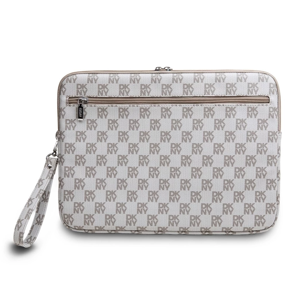 DKNY PU bőr Checkered Pattern and Stripe Laptop Tok 15/16″ bézs