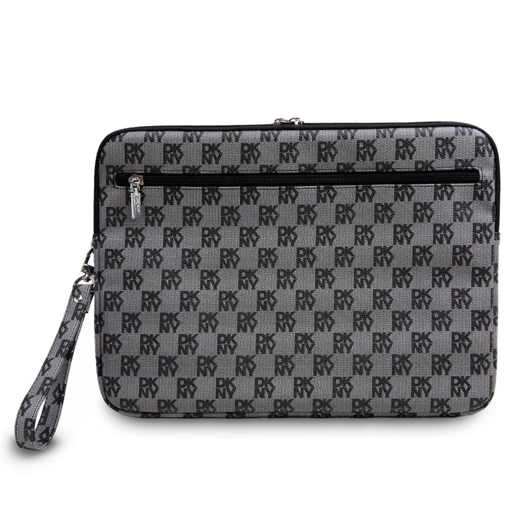 DKNY PU bőr Checkered Pattern and Stripe laptop tok 15/16″ fekete
