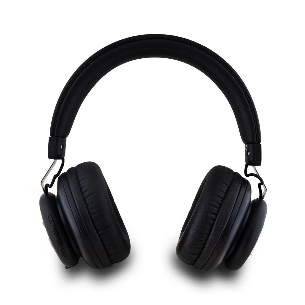 DKNY PU bőr Stack Logo vezeték nélküli fejhallgató fekete