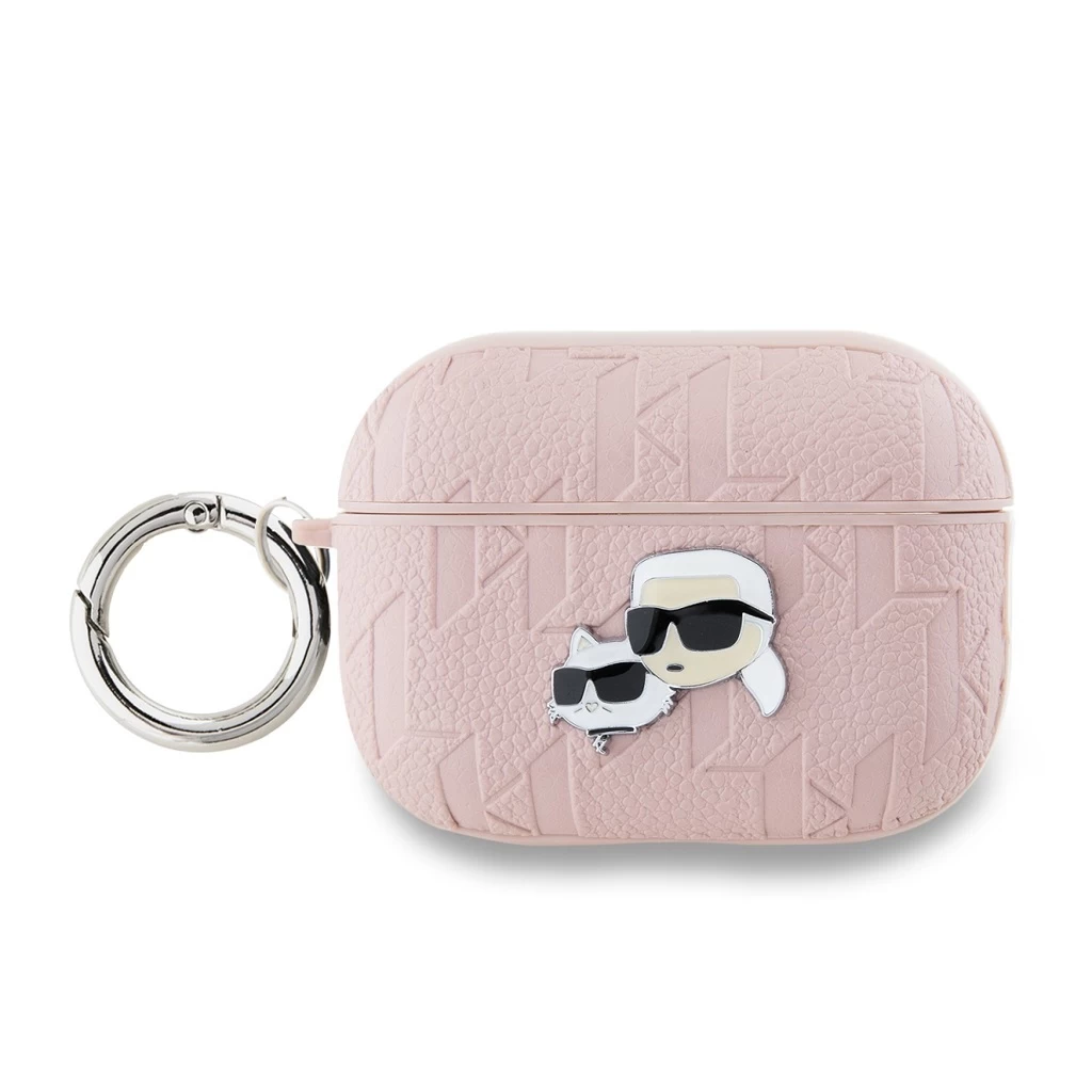 Karl Lagerfeld PU Embossed Karl and Choupette Heads tok AirPods Pro 2 készülékhez rózsaszín
