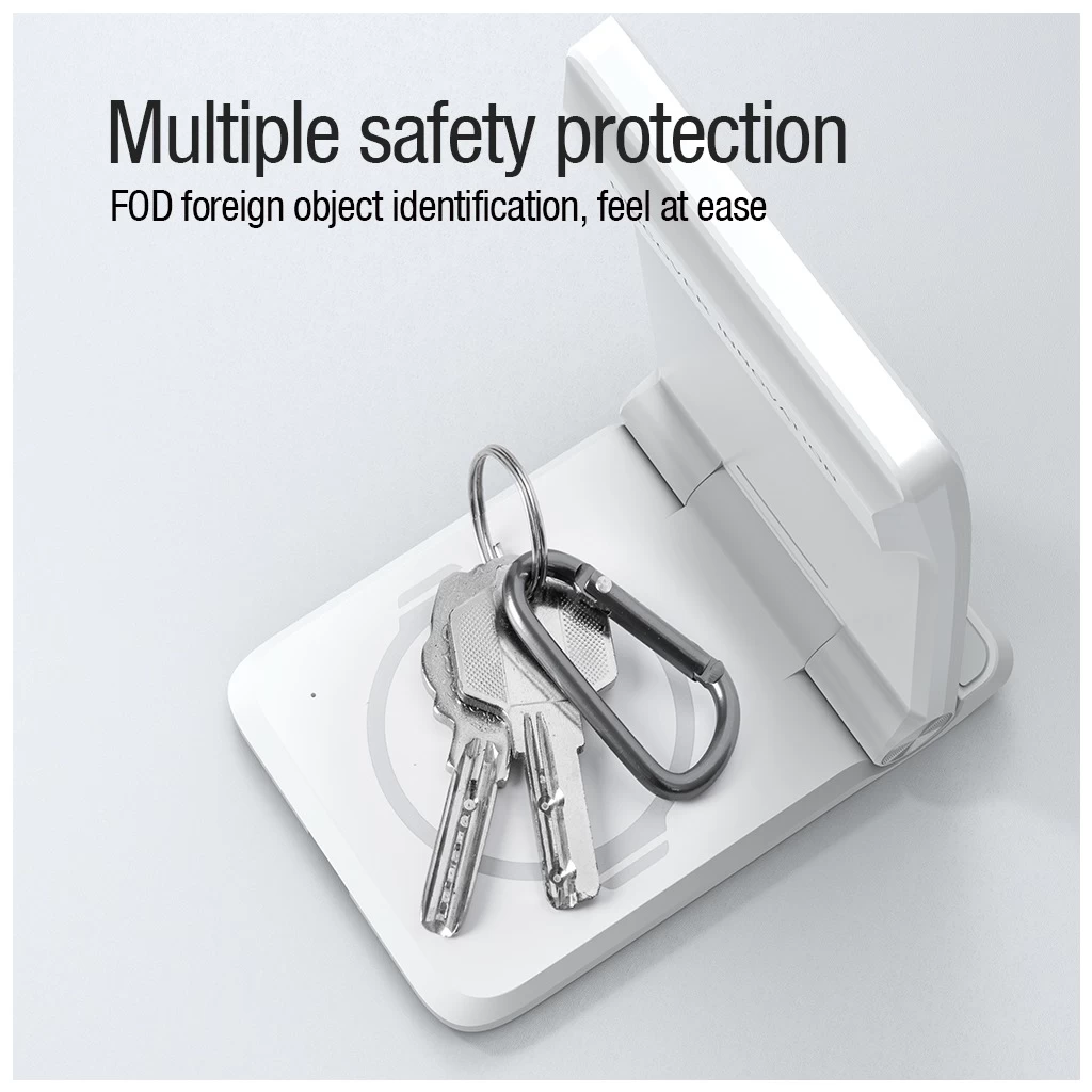 Nillkin PowerTrio 3in1 Vezeték nélküli töltő MagSafe Apple Watch készülékhez fehér (MFI)