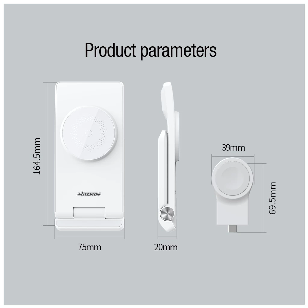 Nillkin PowerTrio 3in1 Vezeték nélküli töltő MagSafe Apple Watch készülékhez fehér (MFI)