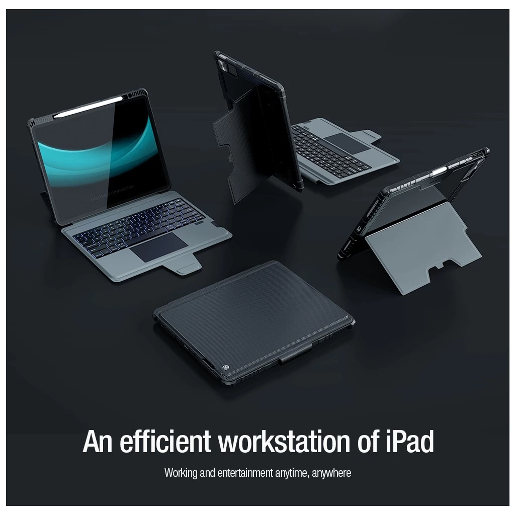 Nillkin Bumper Combo billentyűzetes tok (Backlit Version) iPad Pro 12.9 (2020/2021/2022) és iPad Air 13 (2024/2025) készülékhez fekete