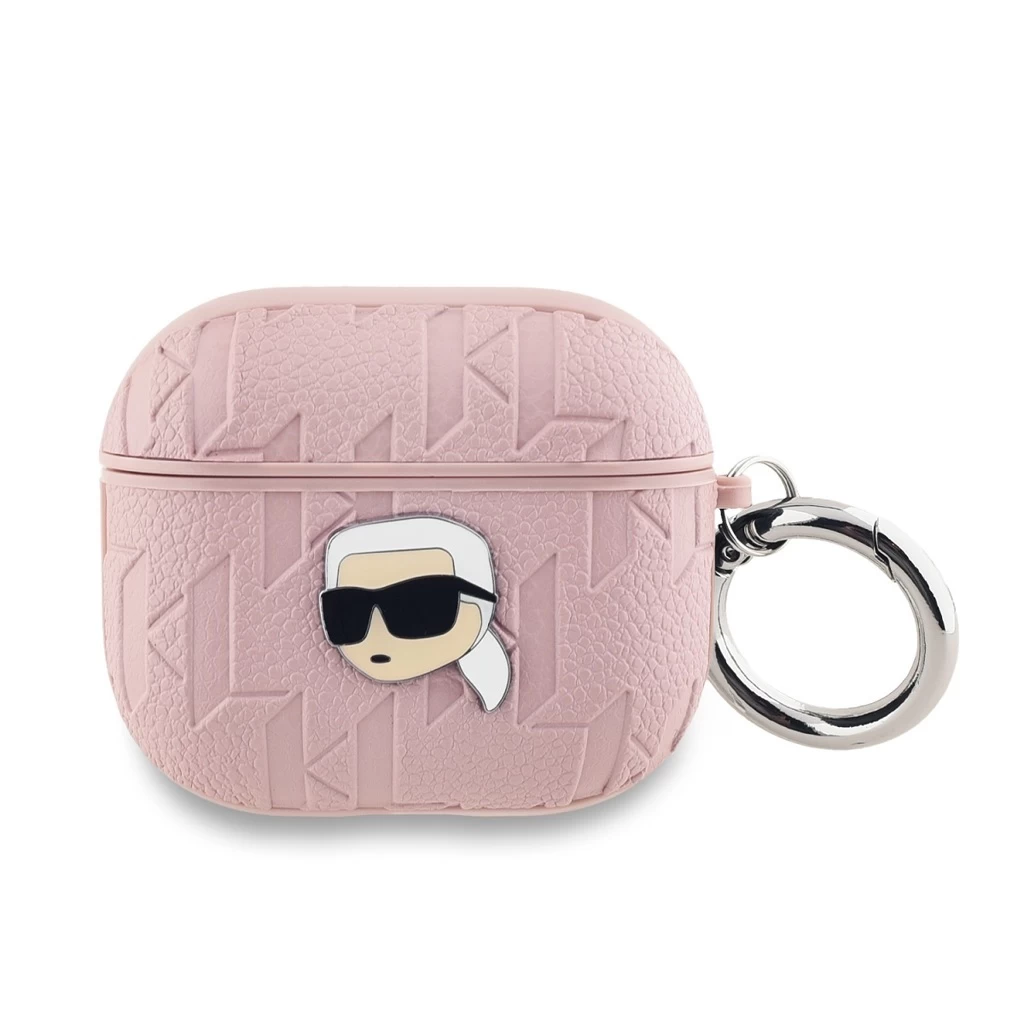 Karl Lagerfeld PU domborított Karl Head tok AirPods 3 készülékhez rózsaszín