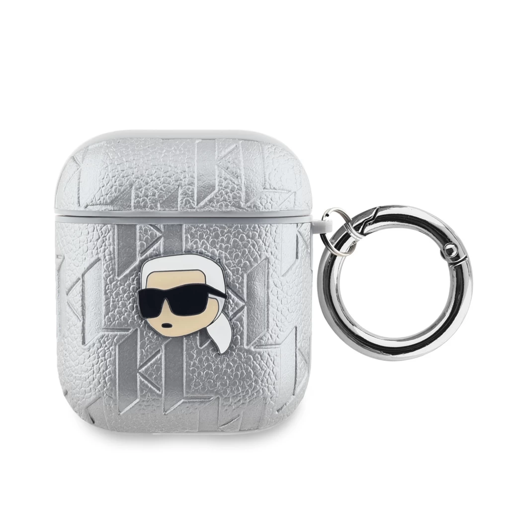 Karl Lagerfeld PU domborított Karl Head Case AirPods 1/2 készülékhez ezüst