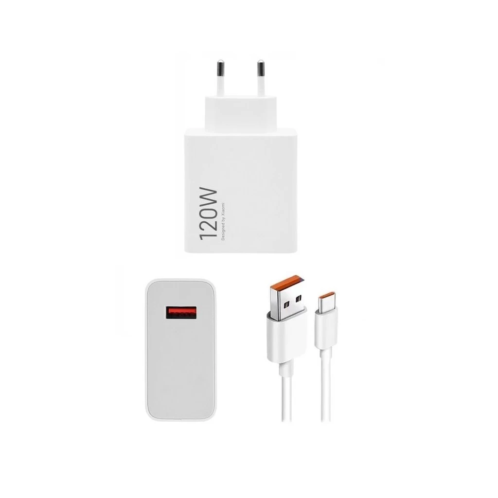 Xiaomi MDY-14-EE USB-A 120W utazó töltő + USB-C 6A adatkábel fehér