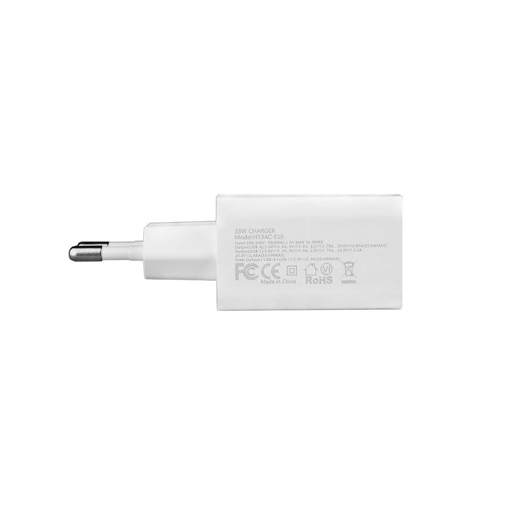 H33AC-E10 33W utazótöltő Dual USB-A + USB-C fehér