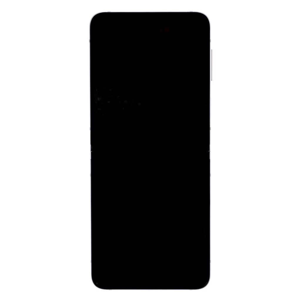 LCD kijelző + érintő egység + elölapi üveg Samsung F711B Galaxy Z Flip 3 5G készülékhez levendula No Camera (Service Pack)