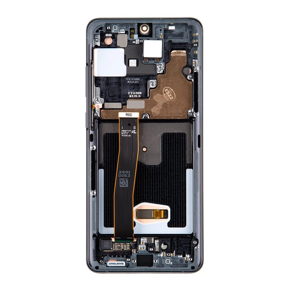 LCD kijelző + Érintő egység + Elülső tok Samsung G988 Galaxy S20 Ultra készülékhez fekete (Service Pack)