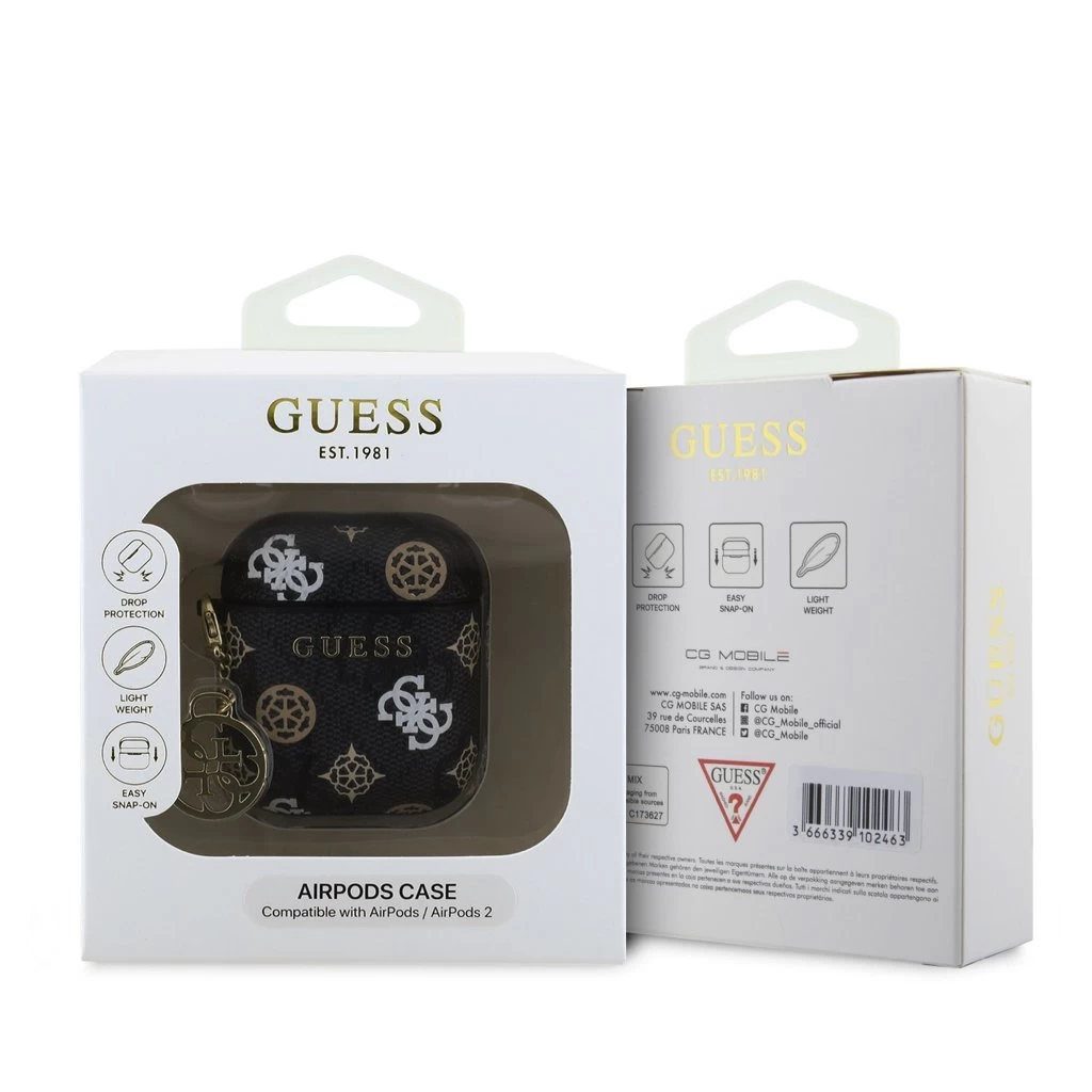 Guess PU 4G Peony Charm tok AirPods 1/2 készülékhez fekete