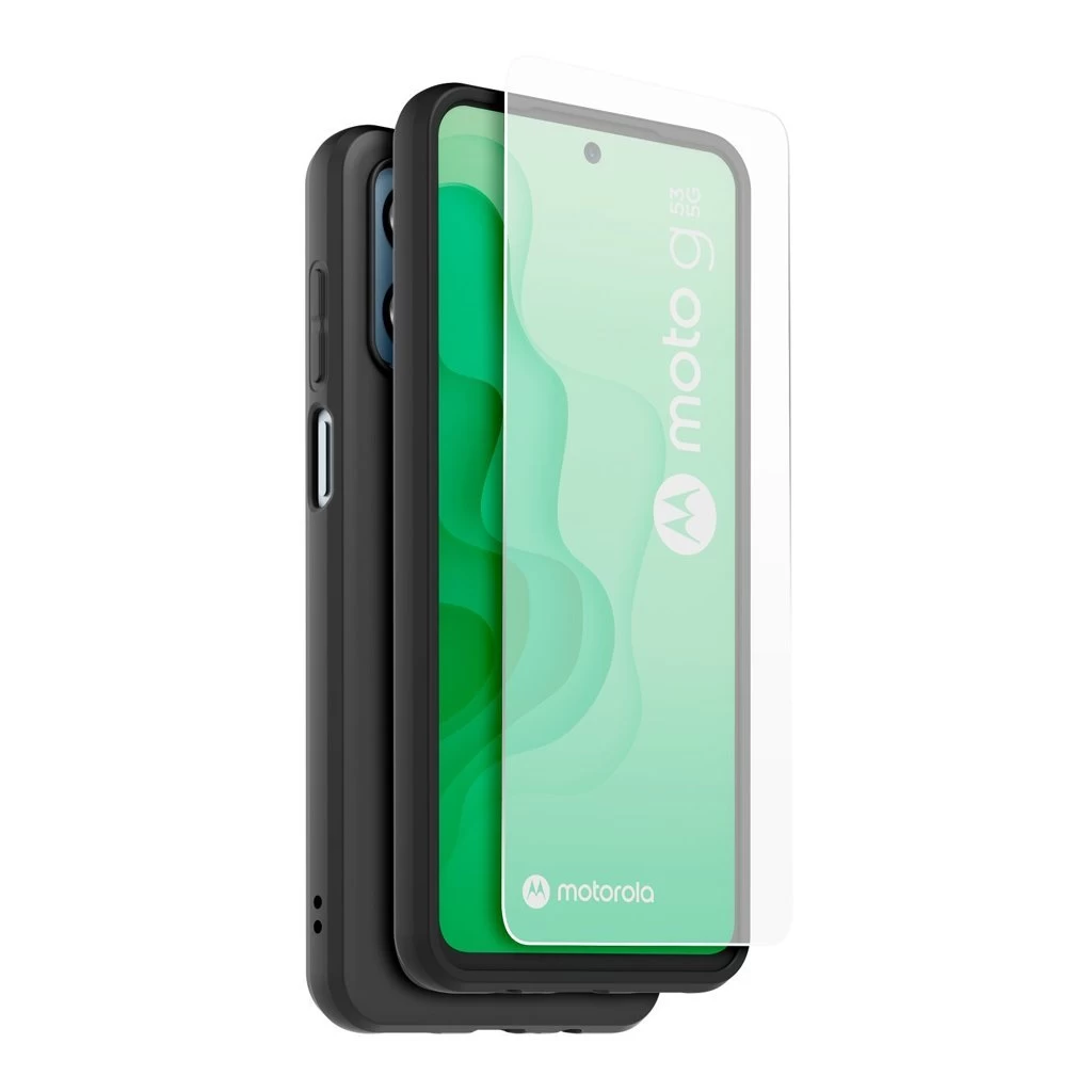 CASR TPU tok + üvegfólia Motorola G53 5G készülékhez fekete
