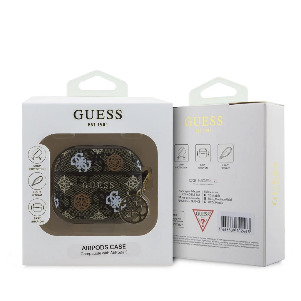 Guess PU 4G Peony Charm tok AirPods 3 készülékhez barna