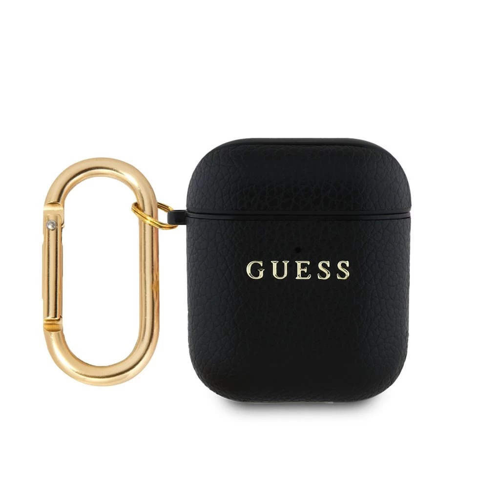 Guess PU Grained Classic Logo tok AirPods 1/2 készülékhez fekete