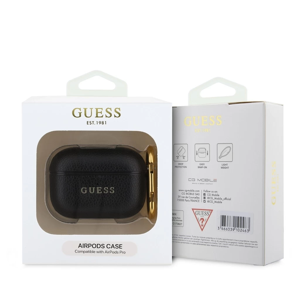 Guess PU Grained Classic Logo tok AirPods Pro készülékhez fekete