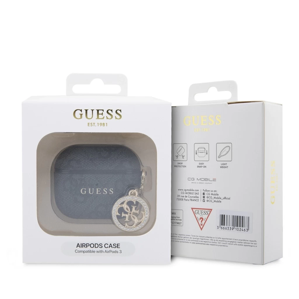 Guess 4G Script PC/PU Charm tok AirPods 3 készülékhez fekete