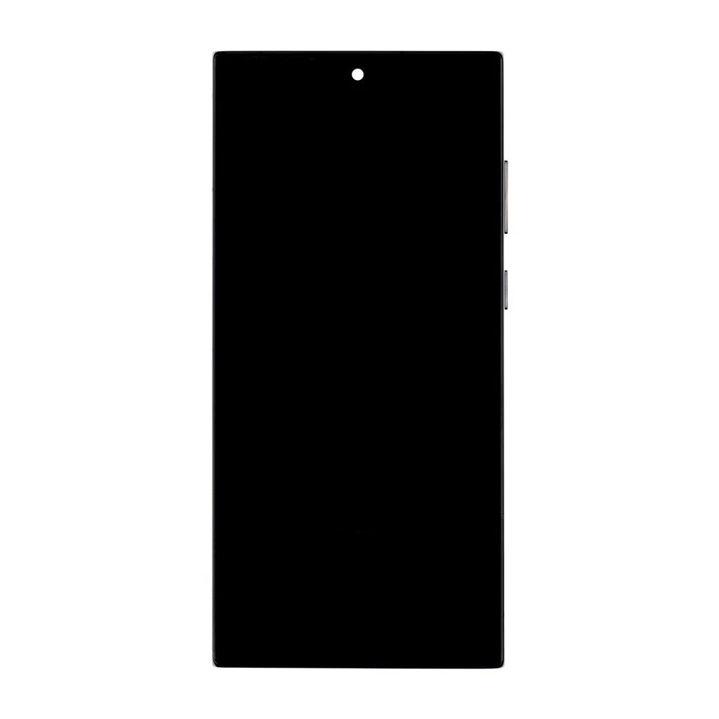 LCD kijelző + érintő egység + elülső tok a Samsung S908 Galaxy S22 Ultra készülékhez – fekete