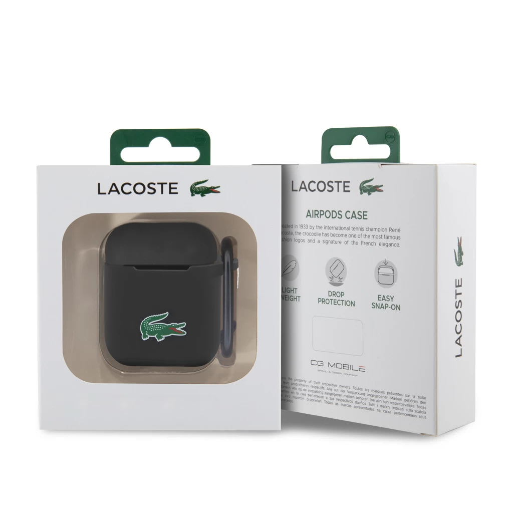 Lacoste Liquid Silicone Croc Logo tok AirPods 1/2 készülékhez fekete