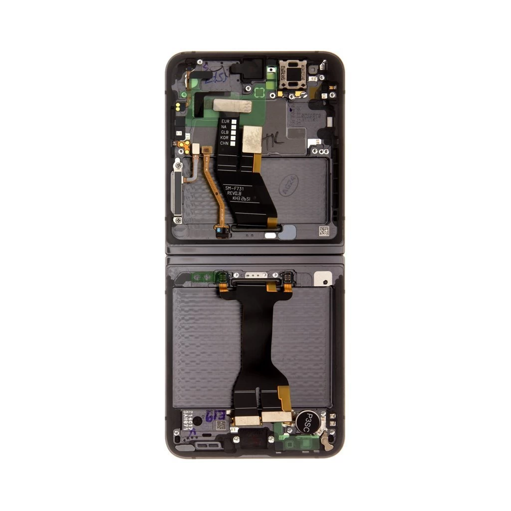 LCD kijelző + érintő egység + elülső tok Samsung F731 Galaxy Z Flip 5 5G készülékhez Service Pack grafit