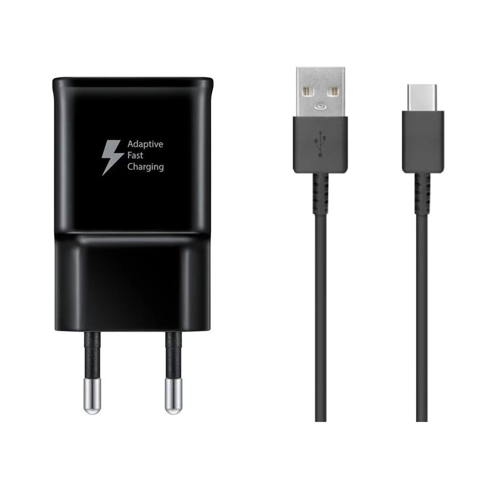 EP-TA200EBE + EP-DR140ABE Samsung 15W utazó töltő + USB-C adatkábel fekete – csomagolás nélküli gyártói