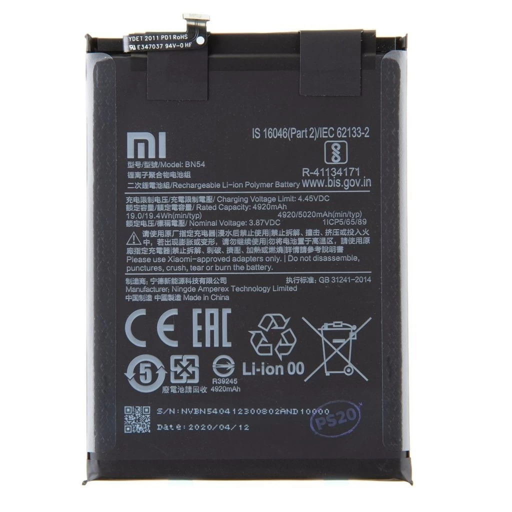 BN54 Xiaomi eredeti akkumulátor 5020mAh (Service Pack)