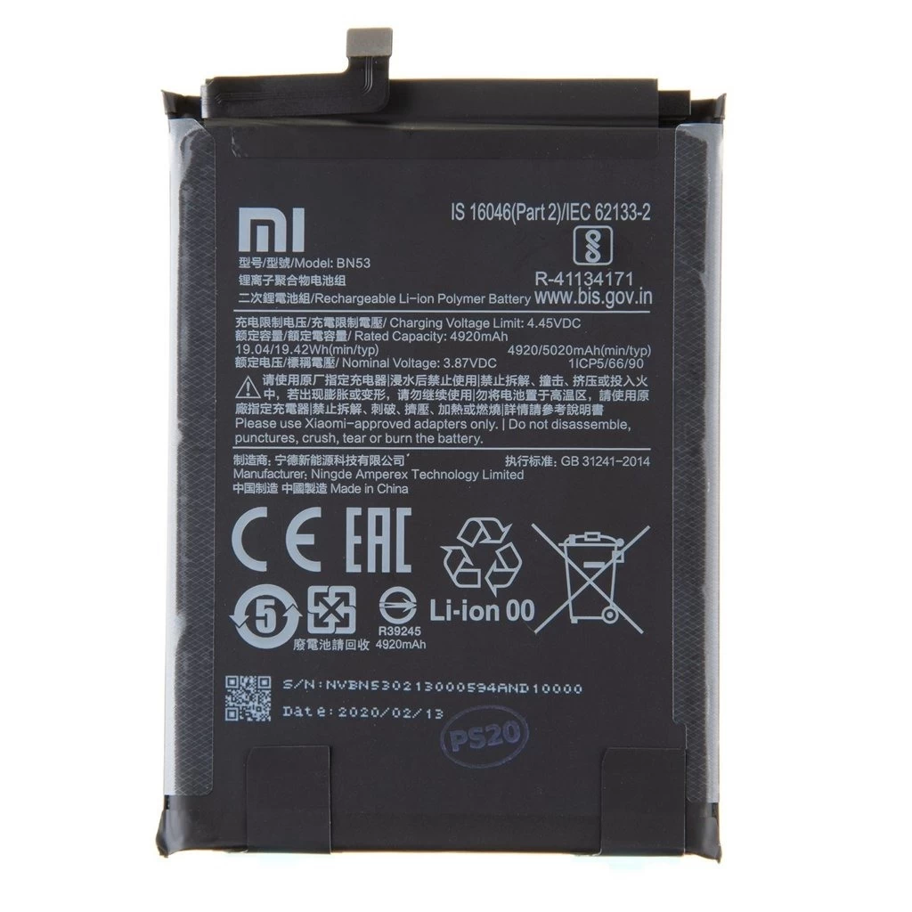 BN53 Xiaomi eredeti akkumulátor 5020mAh (Service Pack)
