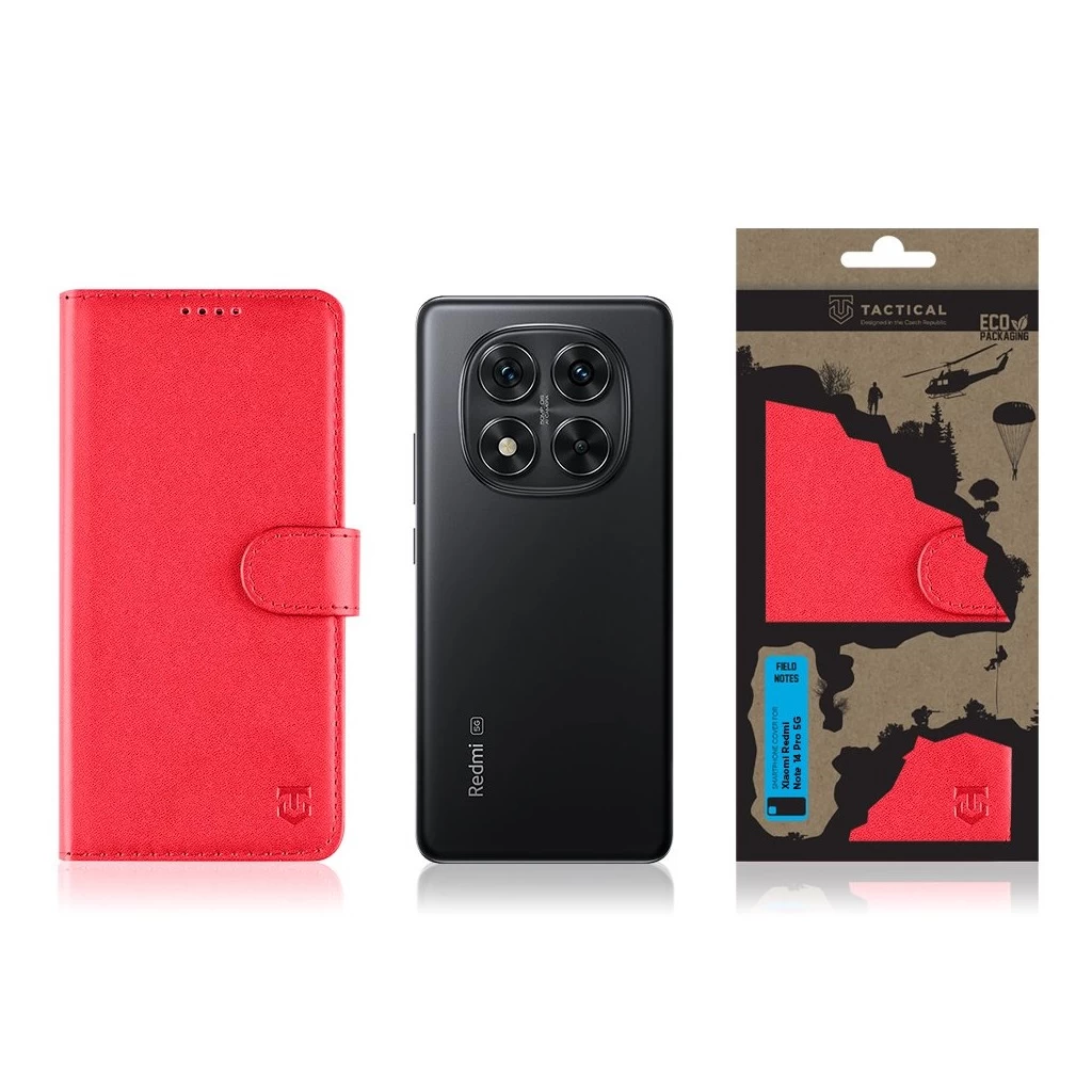 Tactical Field Notes telefon tok Xiaomi Redmi Note 14 Pro 5G/X7 5G készülékhez piros