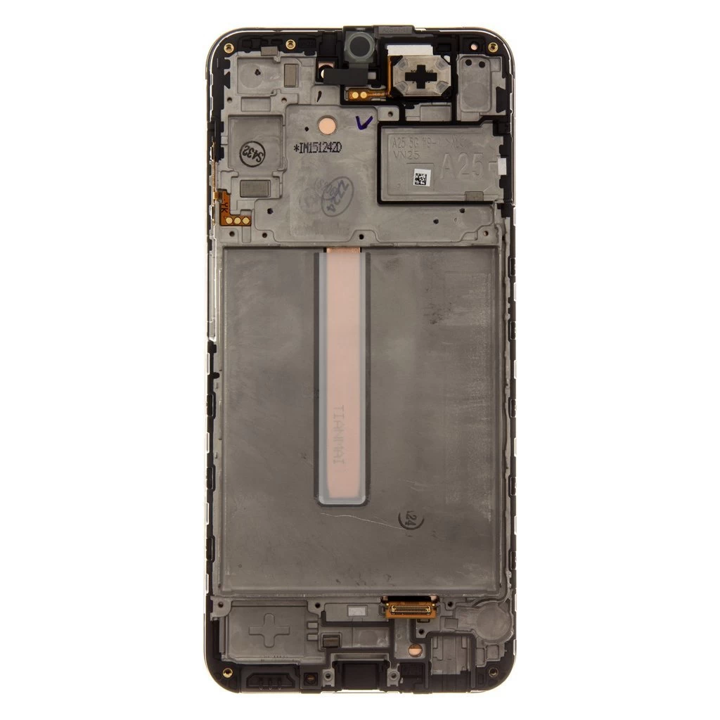 LCD kijelző + érintőegység + elülső tok Samsung A256B Galaxy A25 készülékhez fekete (Service Pack)