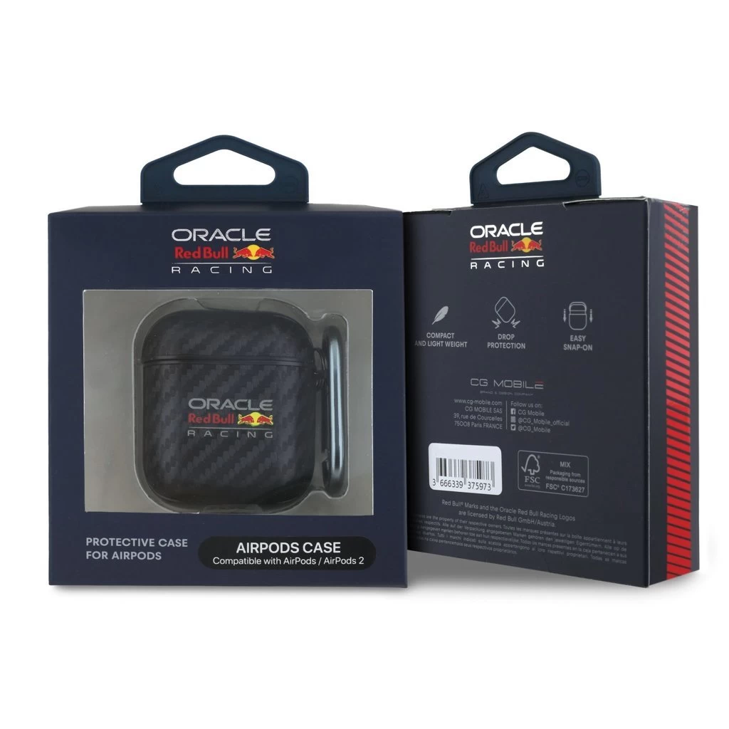 Red Bull PU Carbon Tok AirPods 1/2 készülékhez fekete