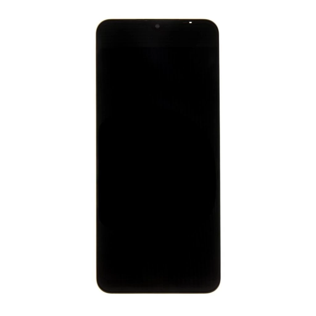 LCD kijelző + érintőegység + előlapi tok Samsung A226 Galaxy A22 5G készülékhez fekete