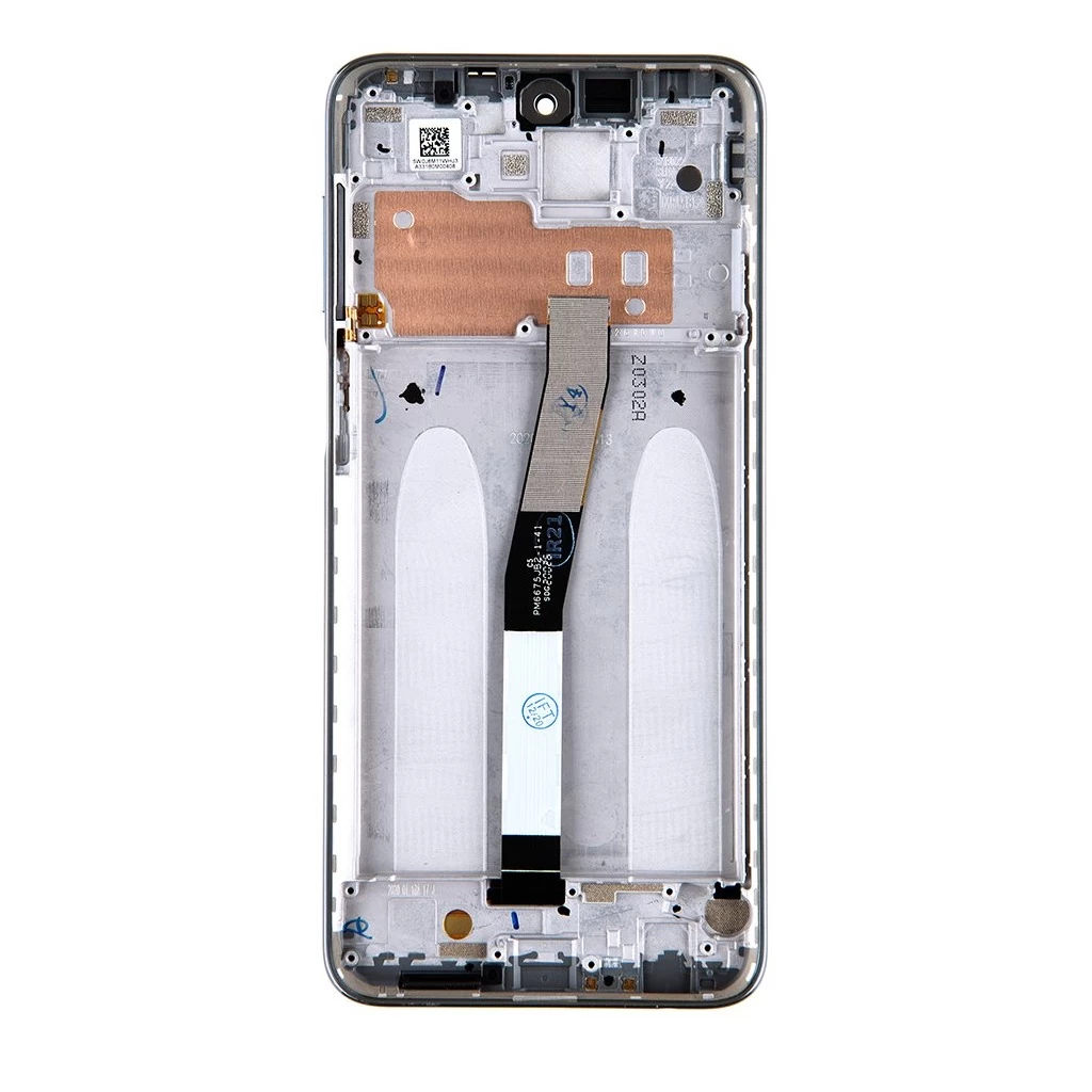 LCD kijelző + érintő egység + előlapi burkolat Xiaomi Redmi Note 9 Pro/9S/9 Pro Max készülékhez gleccser fehér