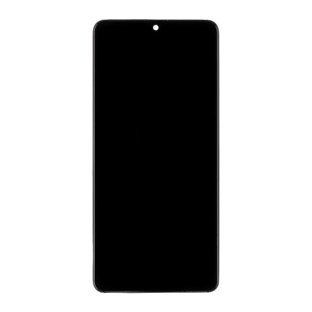 LCD kijelző + érintő egység + elülső burkolat Samsung A415 Galaxy A41 készülékhez fekete (Incell)