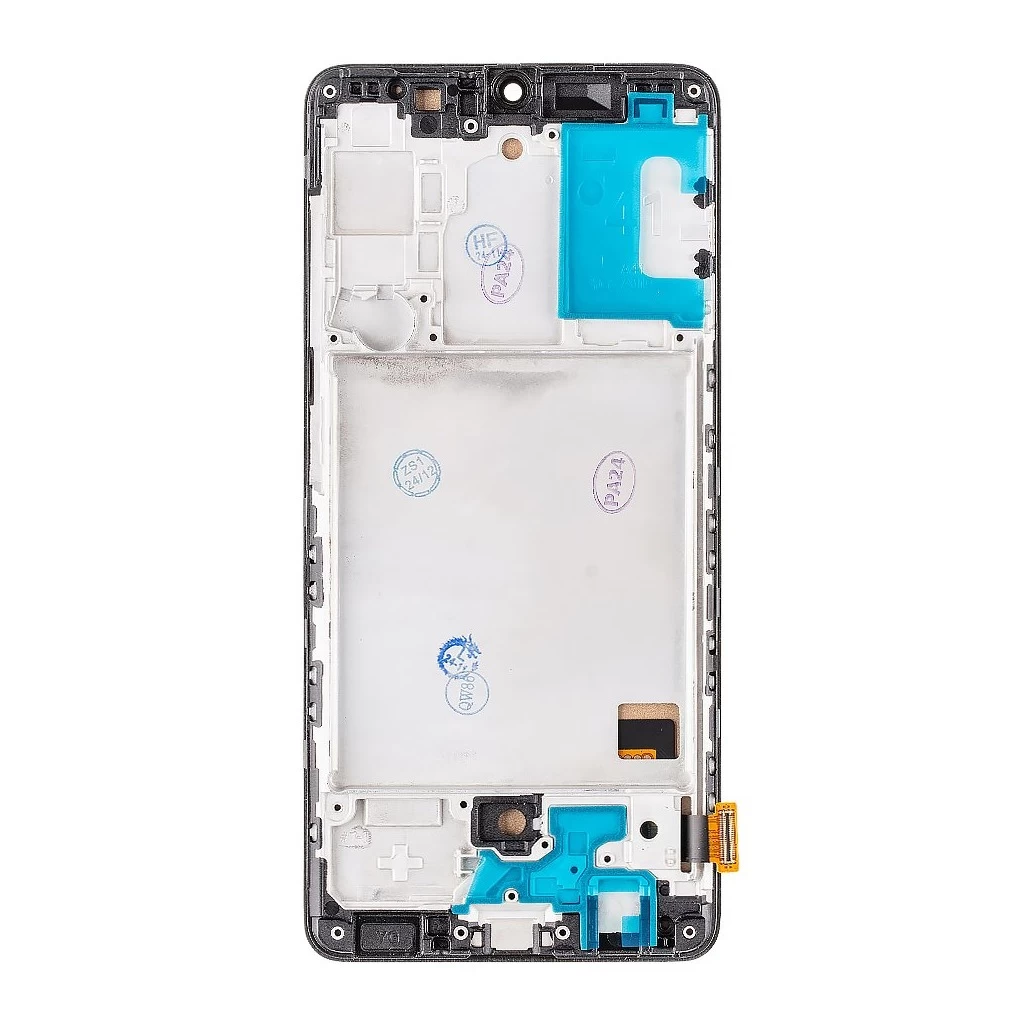 LCD kijelző + érintő egység + elülső burkolat Samsung A415 Galaxy A41 készülékhez fekete (Incell)