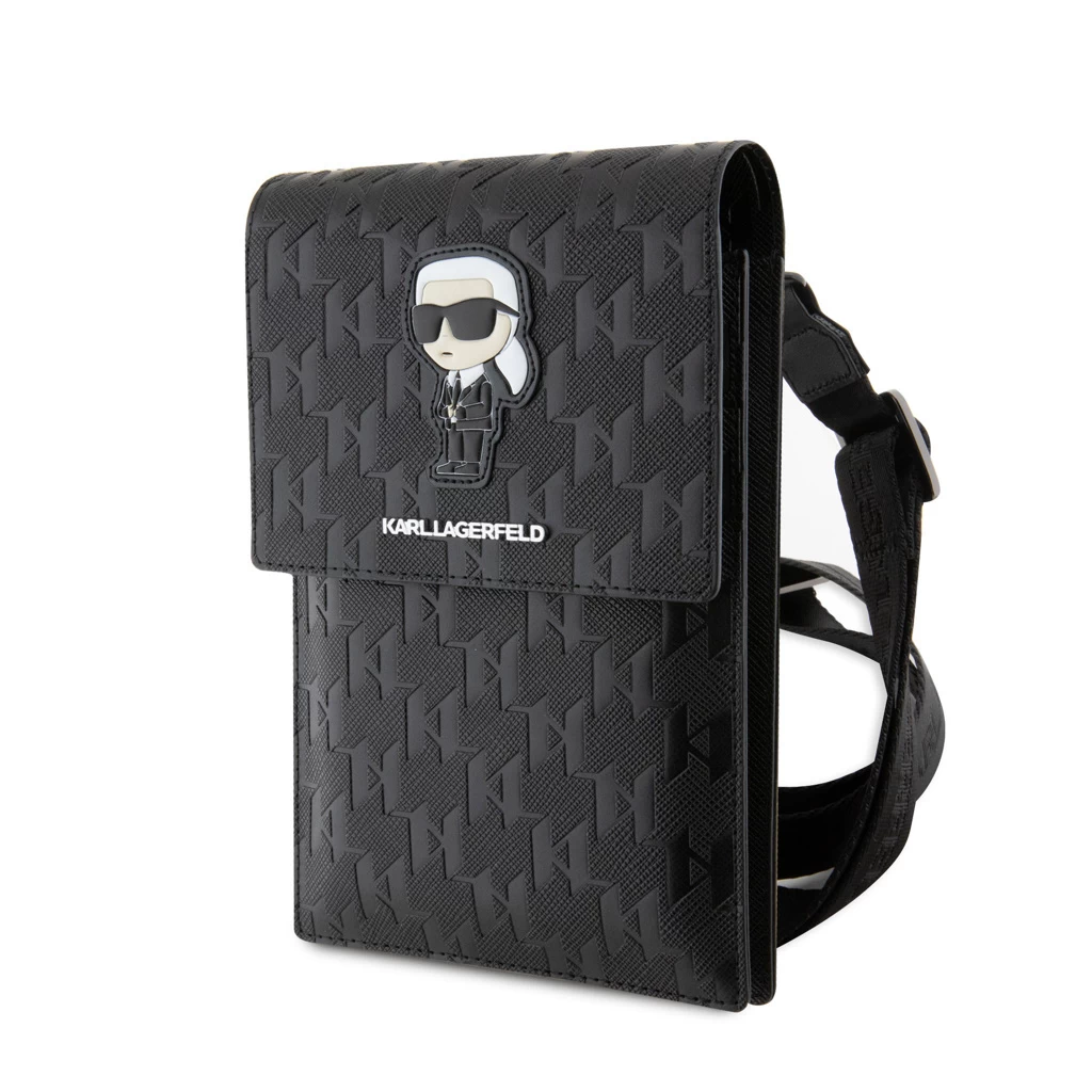 Karl Lagerfeld Saffiano Monogram Ikonik NFT tárcás telefontáska fekete