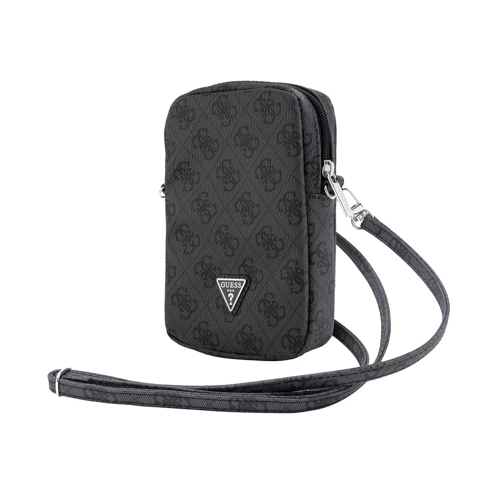 Guess PU 4G Triangle Logo Pénztárca Tok Cipzár fekete