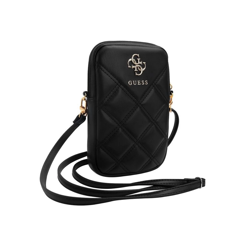 Guess PU párnázott 4G fém logós pénztáros tok cipzárral fekete