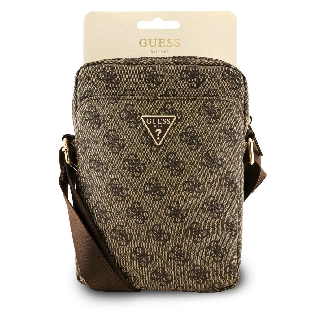 Guess PU 4G Triangle Logo táska 8″ barna