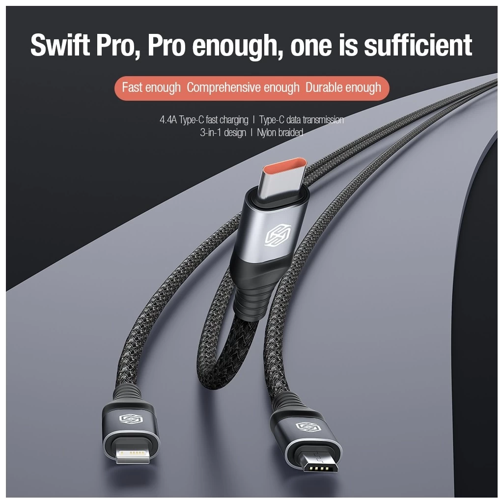 Nillkin Data Cable Swift Pro 3in1 1,5m adatkábel fekete