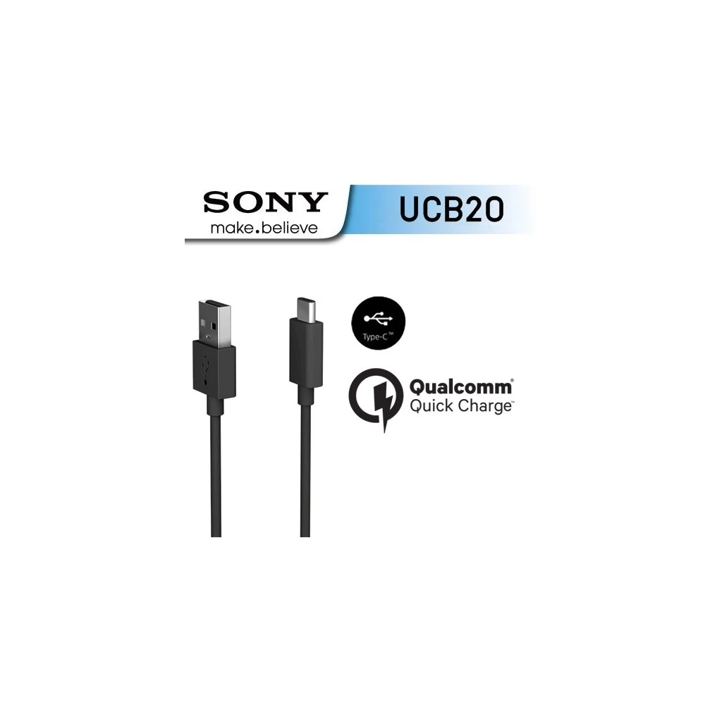 UCB-20 Sony USB-C adatkábel 3A 1m fekete – csomagolás nélküli gyári