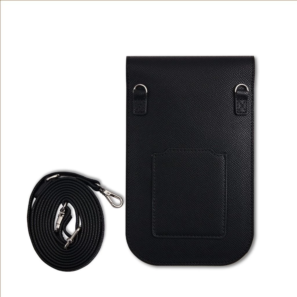 Guess PU Gráncolt Triangle Logo Telefon Táska Fekete