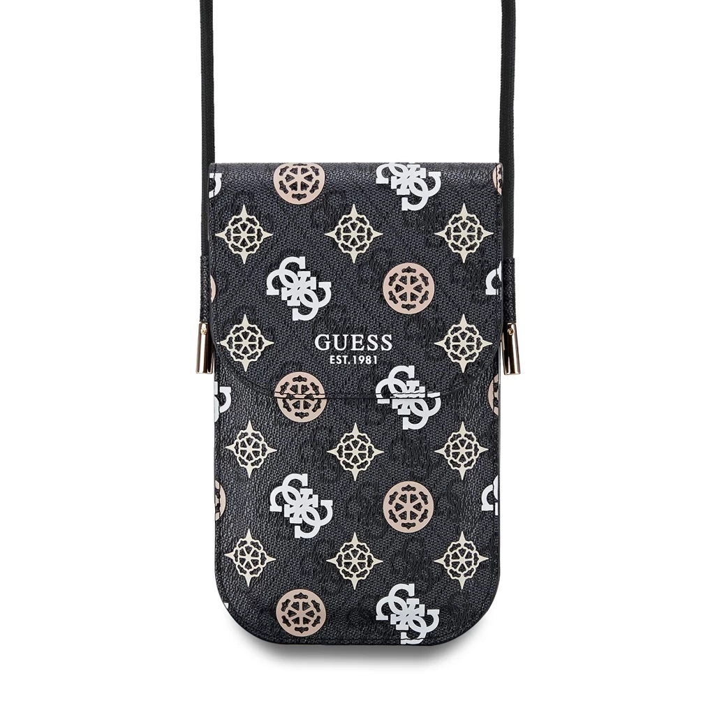 Guess PU 4G Peony Multicolor Telefon Táska fekete
