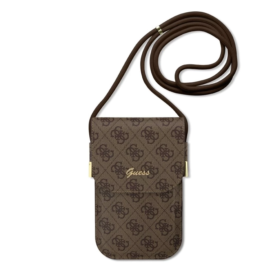 Guess PU 4G Metal Logo Script telefon táska barna